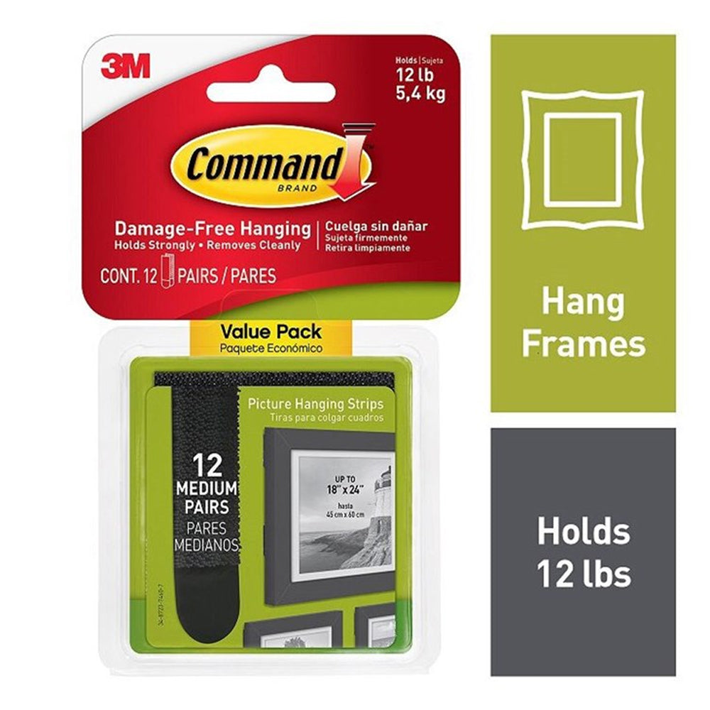 Command Medium Picture Hanging Strips 12 Pairs - Black | 3M17204BLK