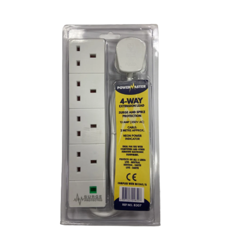 Powermaster 4 Socket 2 Metre Surge Protection Extension Lead | 1392-30