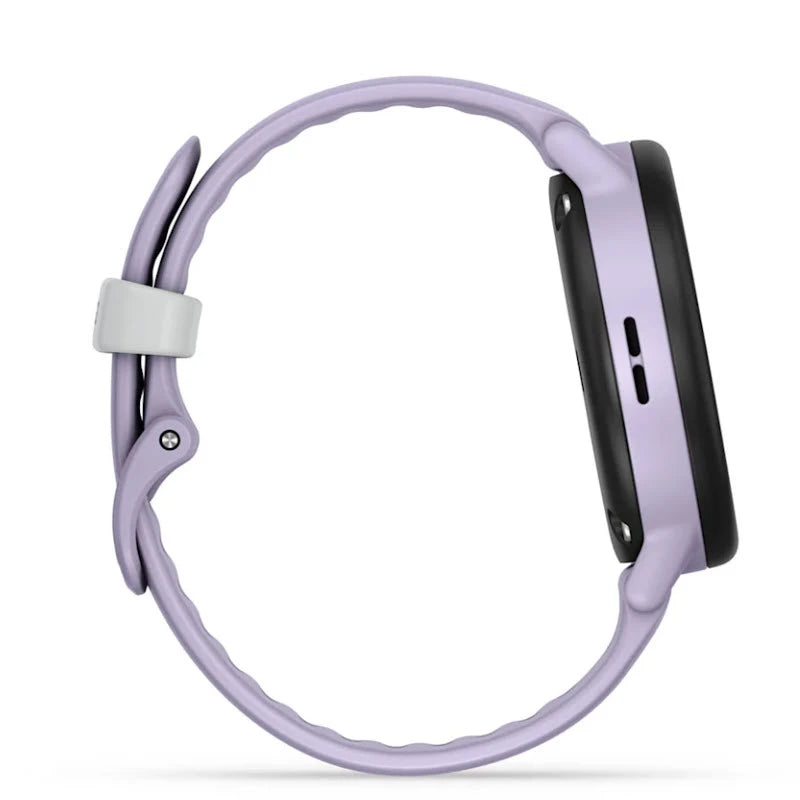 Smartwatch with a purple band on a white background