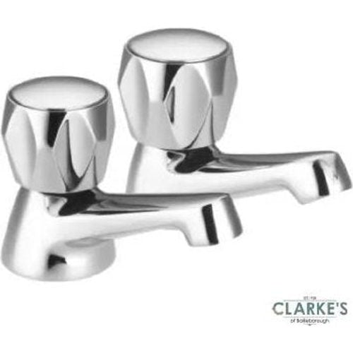 Easi Plumb Pair 1/2 Inch Crown Basin Taps Chrome Plated | 0131-46