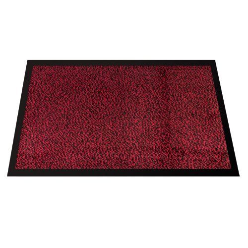 Red and black entrance doormat with textured dust control surface, 40cm x 60cm Dosco Ultimat design