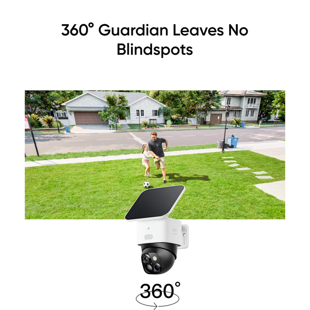 Eufy S340 Solocam Dual Lens 2k Pan and Tilt and Zoom 2K Camera with Solar Panel - White | T81703W1
