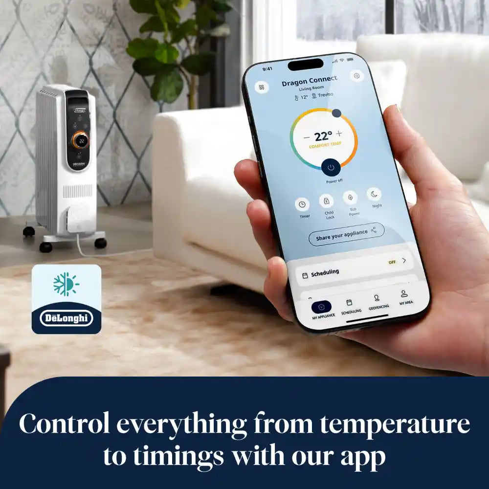 Delonghi Dragon Connect Smart 2.5kw Oil Filled Radiator with Wifi - White | TRD51025WIFI