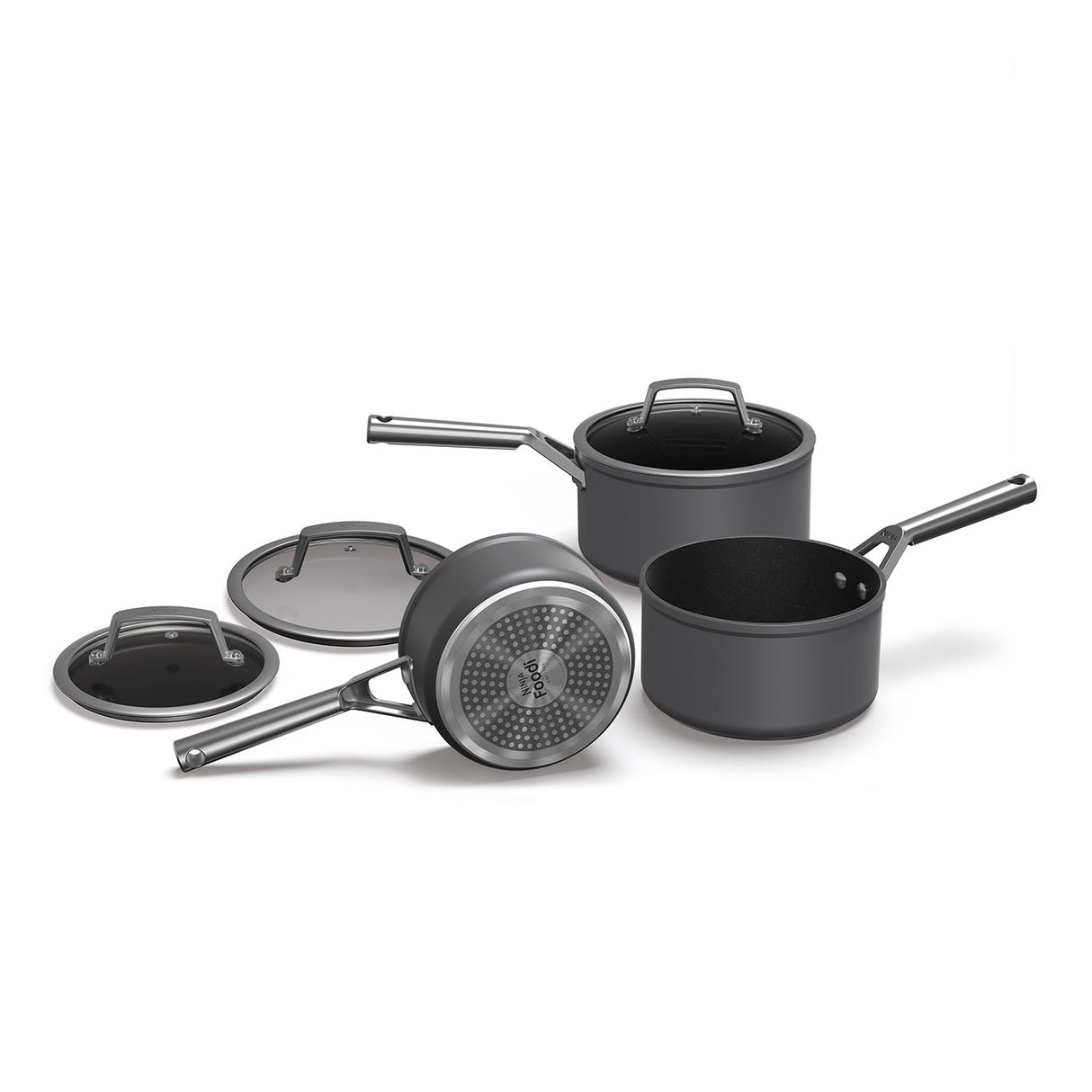 NINJA Foodi Zero Stick 3 Piece Saucepan Set - 16cm, 18cm And 20cm Saucepans (6 Piece) | C33000UK