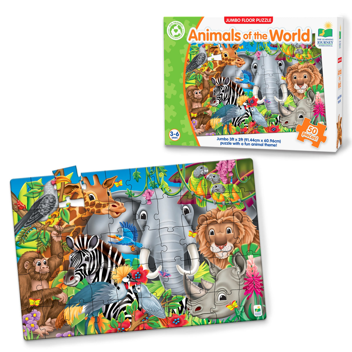 University Games Jumbo Floor Jigsaw Puzzle - Animals of the World 50 Piece | U017364