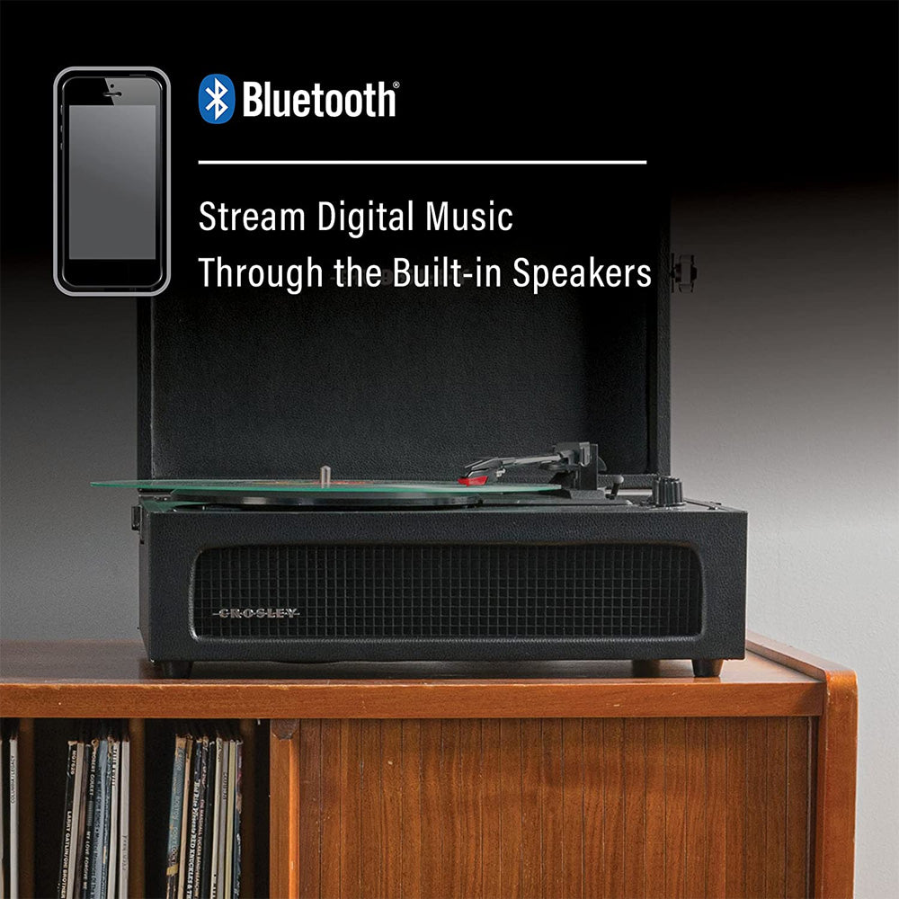 Voyager Vinyl Turntable Record Player with Bluetooth - Black | CR8017B-BK