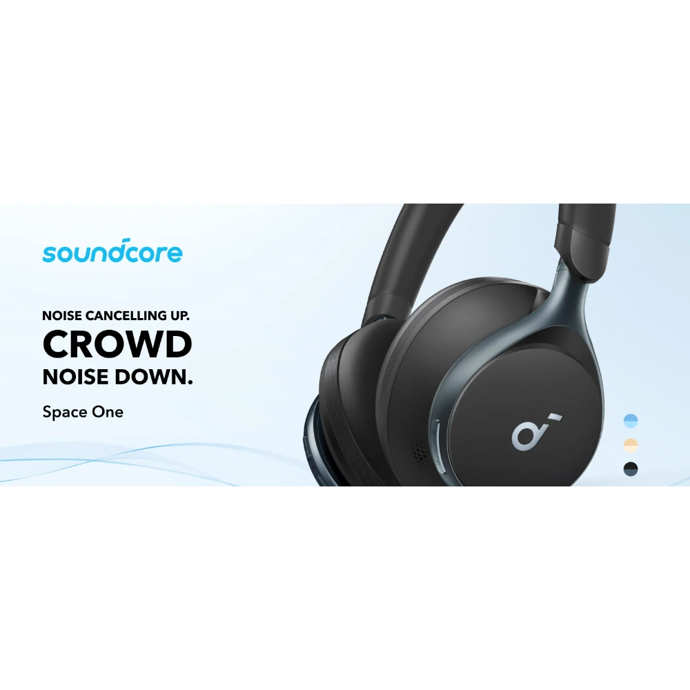 Soundcore Space One Wireless Bluetooth Noise Cancelling Headphones - Black | A3035G11