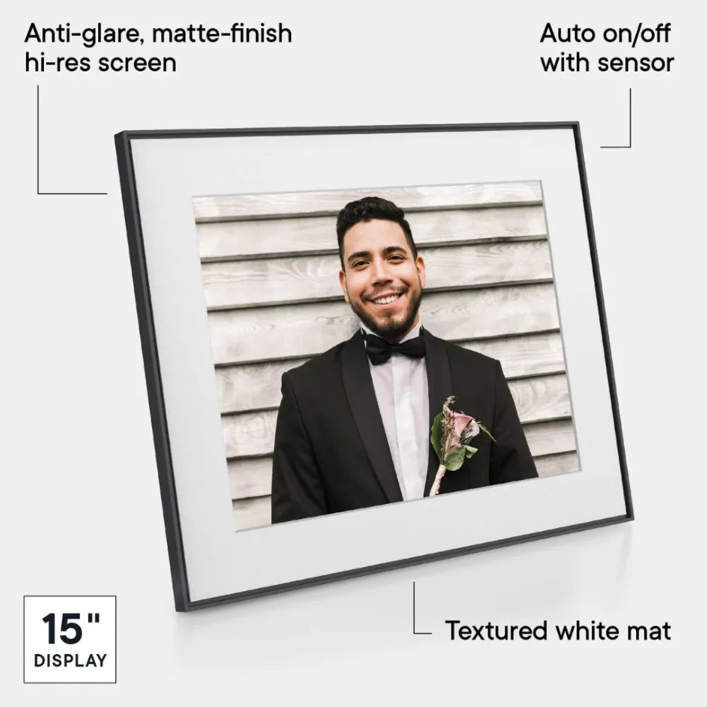 Aura Walden 15 Inch Dual Orientation Digital Wifi Photo Frame - Black | UKA110-MBLK