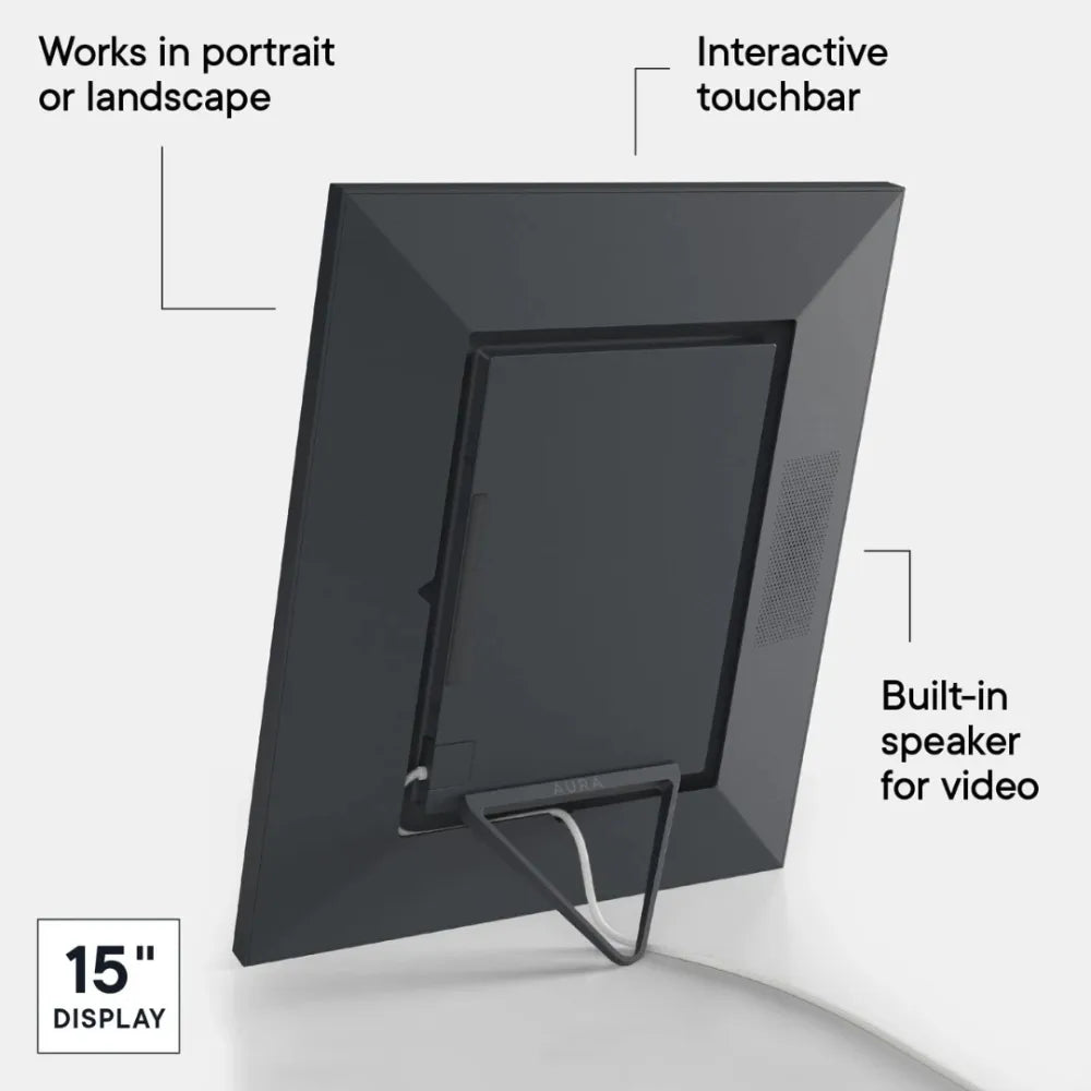 Aura Walden 15 Inch Dual Orientation Digital Wifi Photo Frame - Black | UKA110-MBLK