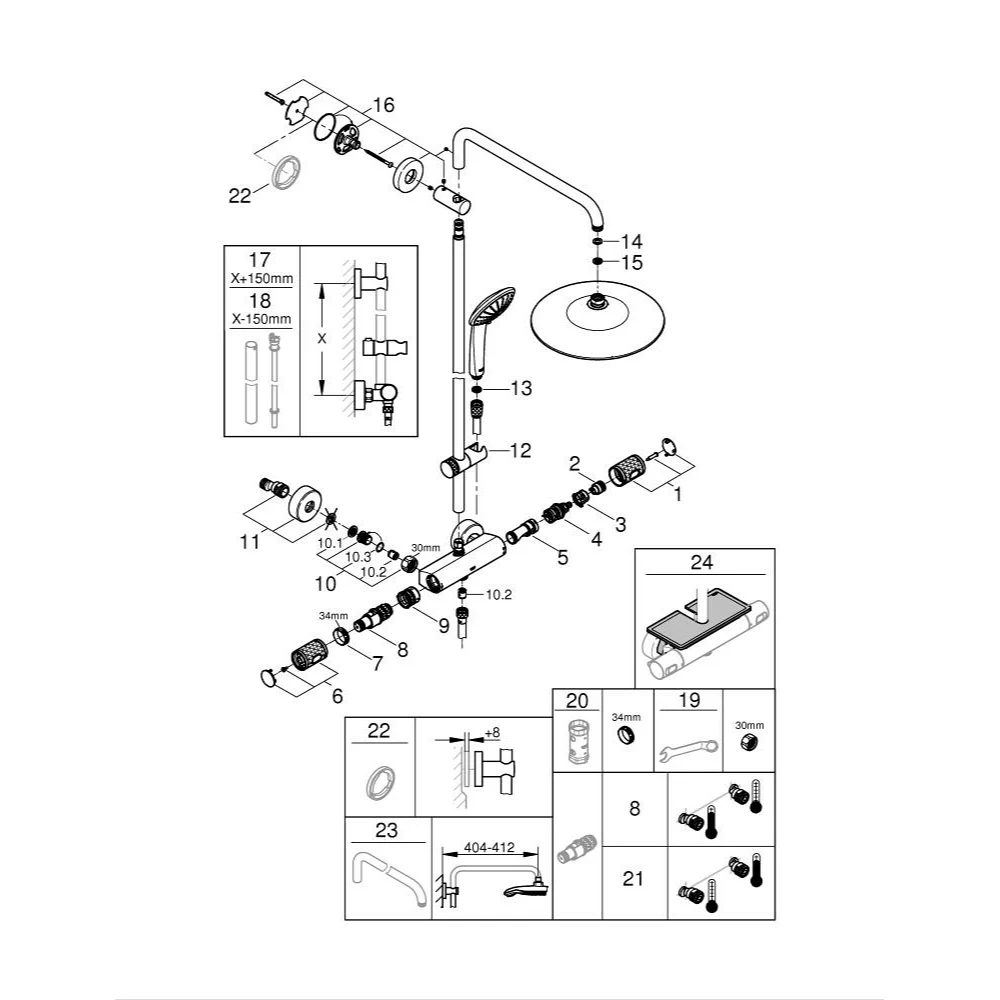 Grohe Euphoria 260mm Thermostatic Shower Mixer - Chrome | 27296003