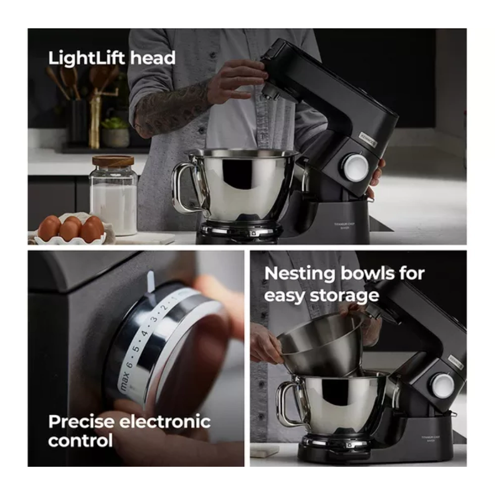 Kenwood Titanium Chef Baker Mixer 1200w - Black | KVC85.004BK