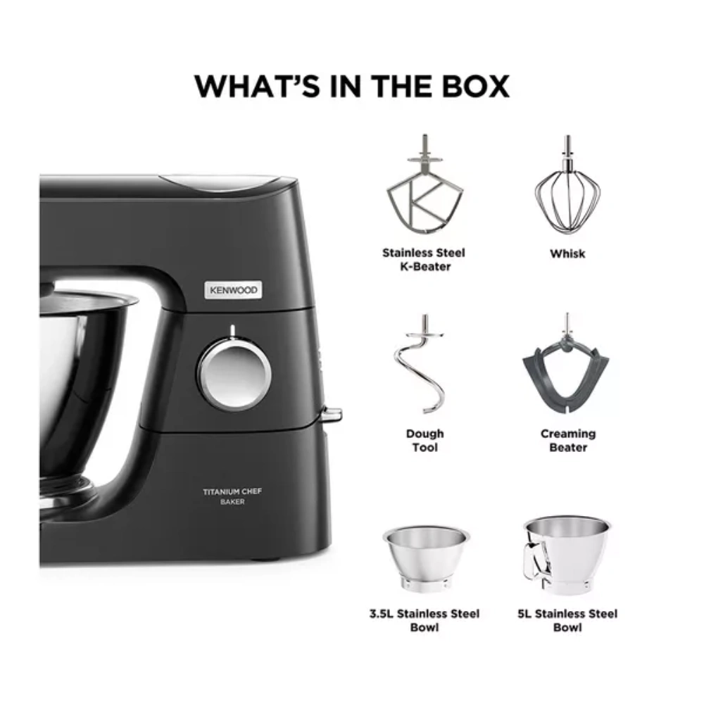Kenwood Titanium Chef Baker Mixer 1200w - Black | KVC85.004BK