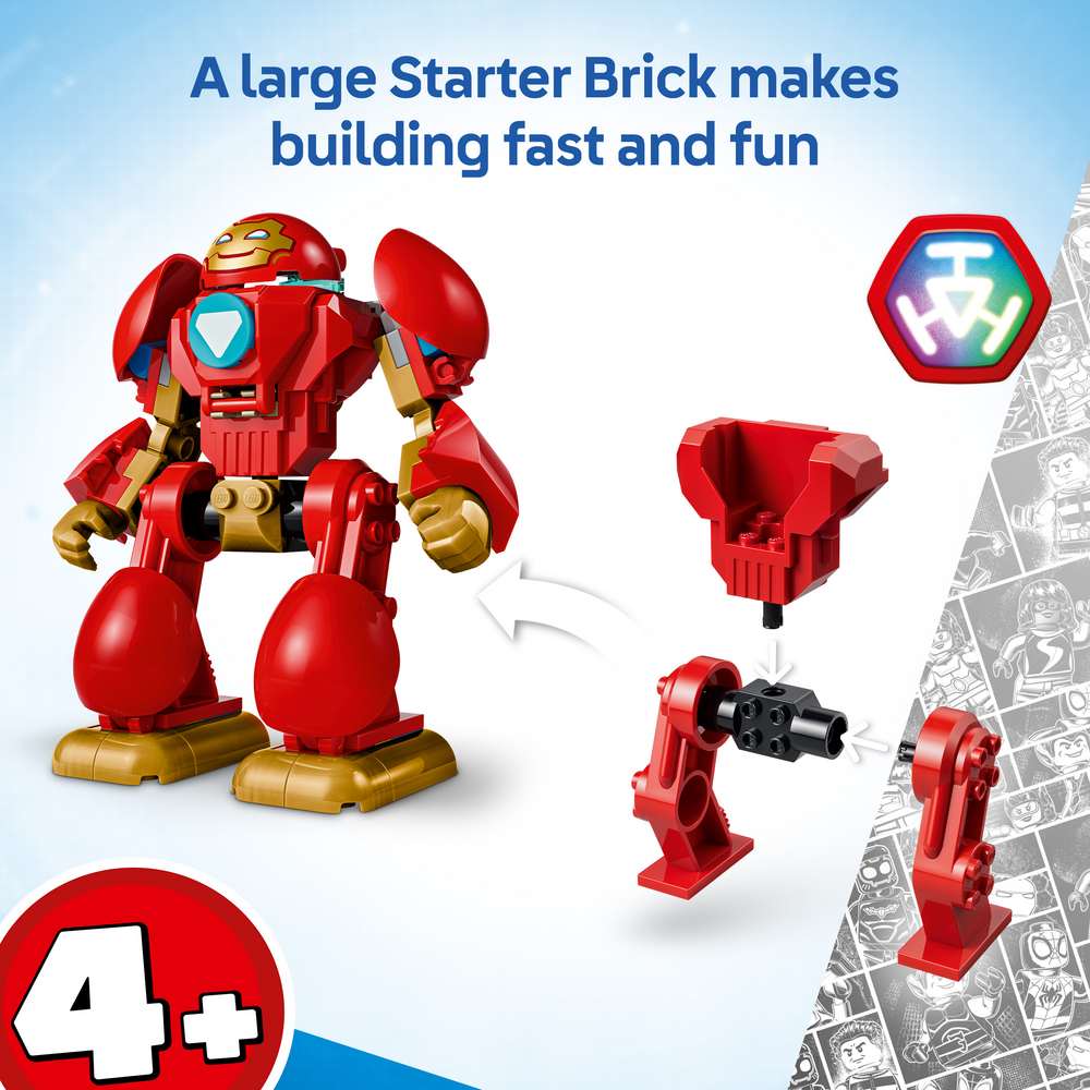 LEGO Disney Junior Marvel Ultron vs. Iron Man 11209 - captioned product view. 96 pieces. Ages 4+.