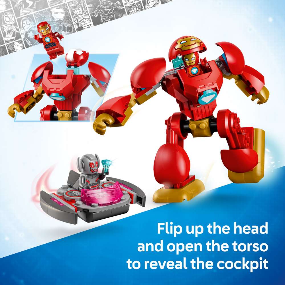 LEGO Disney Junior Marvel Ultron vs. Iron Man 11209 - captioned product view. 96 pieces. Ages 4+.