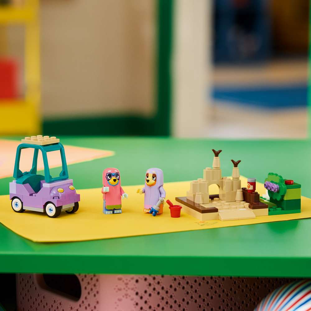 LEGO Bluey Grannies with Bingo and Bluey 11216 - the finished build shown in a home setting. 80 pieces. Ages 4+.
