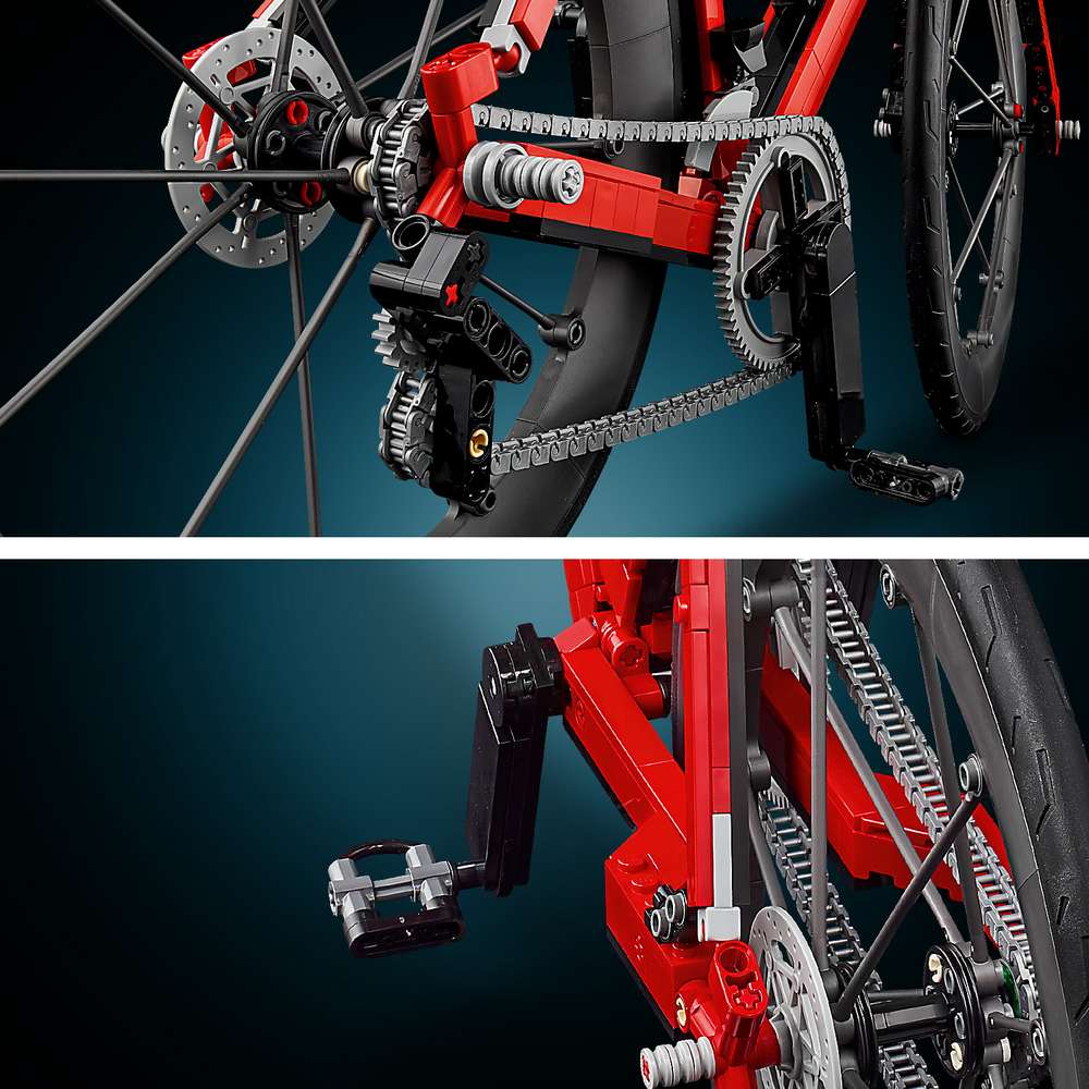 LEGO Icons Road Bike 11380 - close-up detail of the finished build. 1015 pieces. Ages 18+.