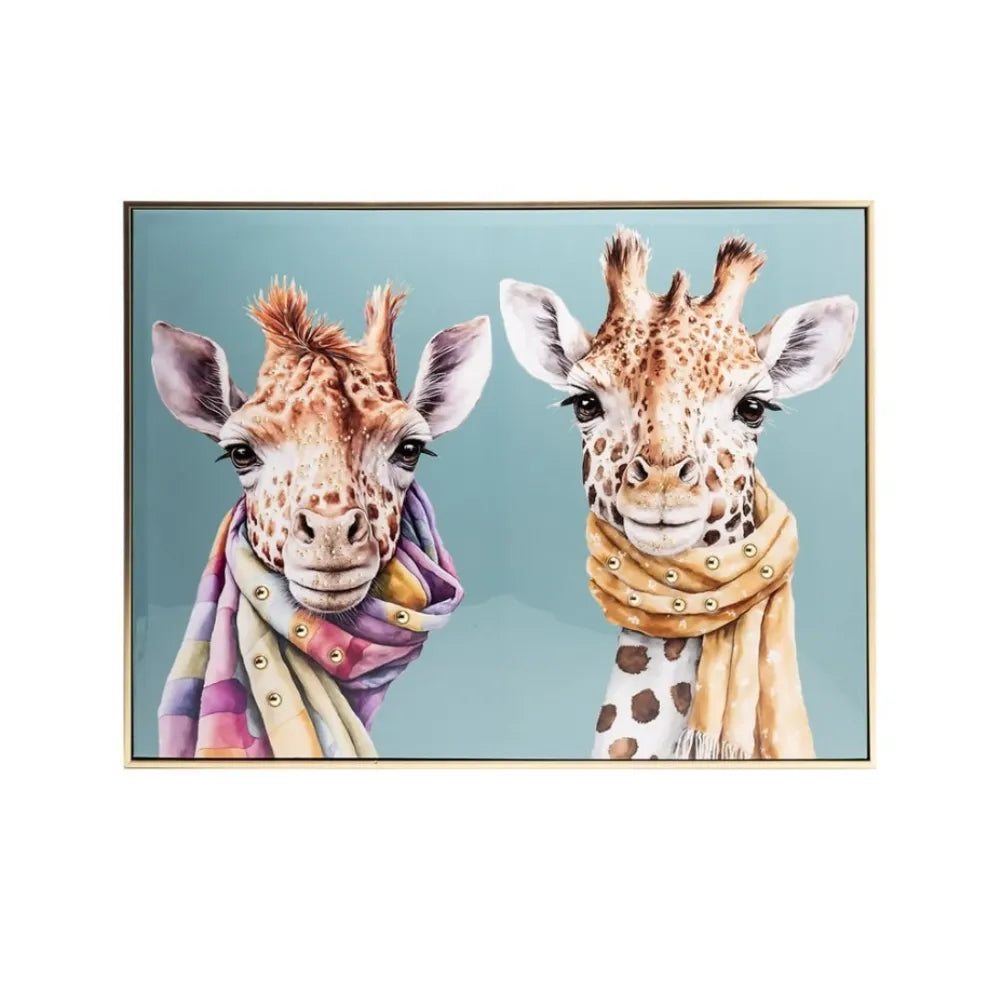 Stonewall Gallery Framed & Textured Picture - Giraffes in Scarves 62cm x 82cm x 4cm | BA20