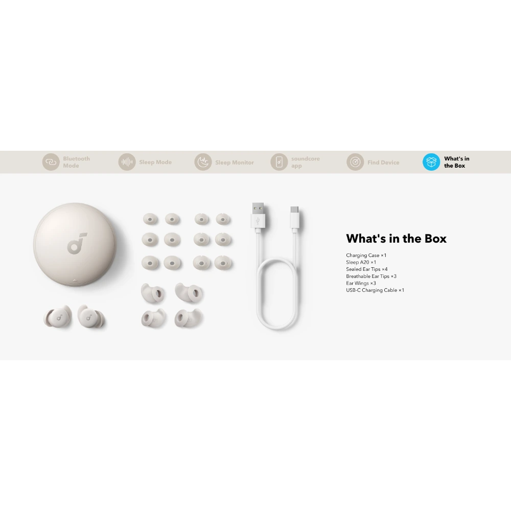 Soundcore Sleep A20 Sleep Wireless Bluetooth Earbuds - White | A6611G21