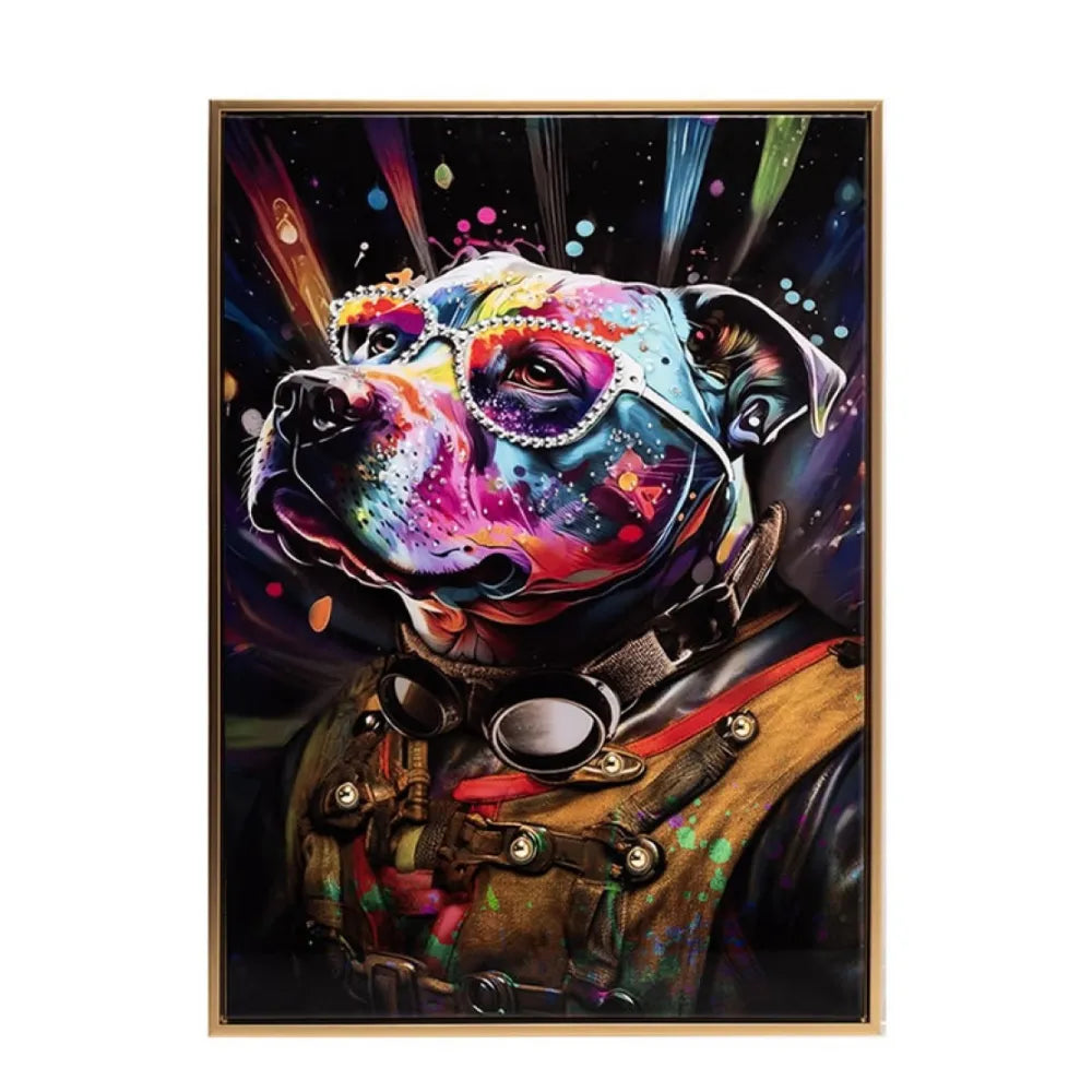 Stonewall Gallery Framed & Textured Picture - Pitbull Portrait 52.5cm x 72.5cm x 2.8cm | BA25