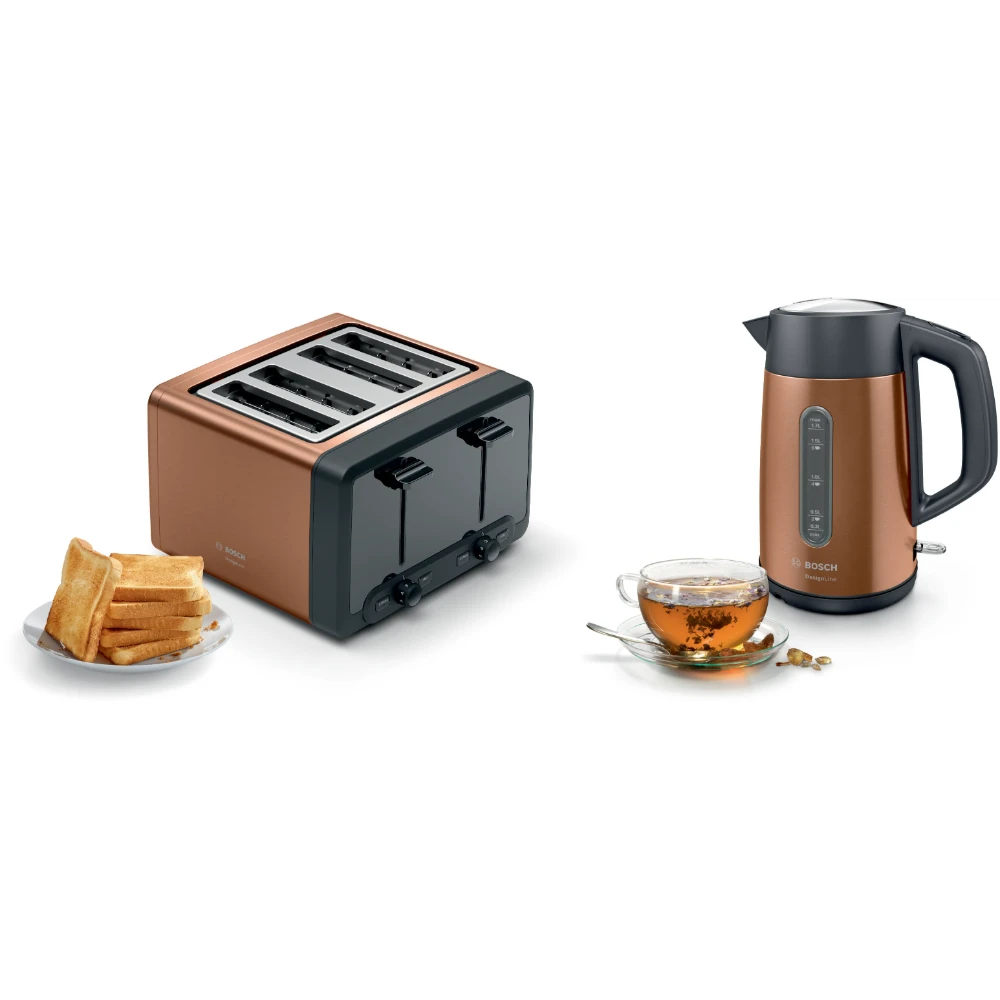 Bosch DesignLine Plus 4 Slice Toaster - Copper | TAT4P449GB