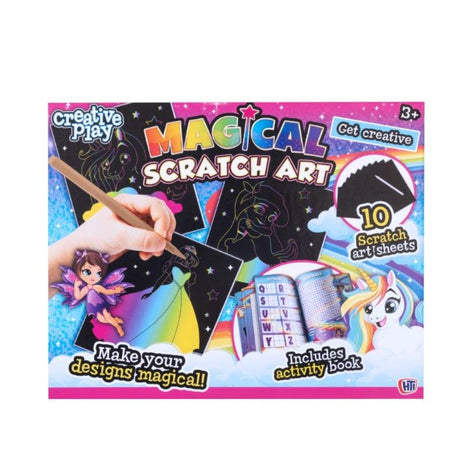 Box of Magical Scratch Art set with colorful design and text on a white background