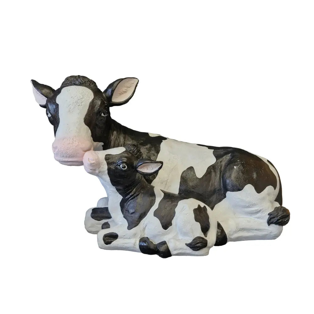 WGP Large Cow and Calf Sitting Garden Ornament | G0415