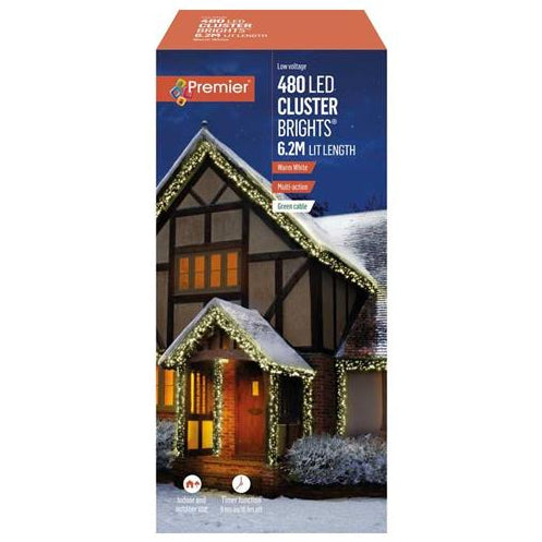 Premier 480 Multi-Action Clusterbright Christmas Lights with Timer - Warm White | FLV162174WW