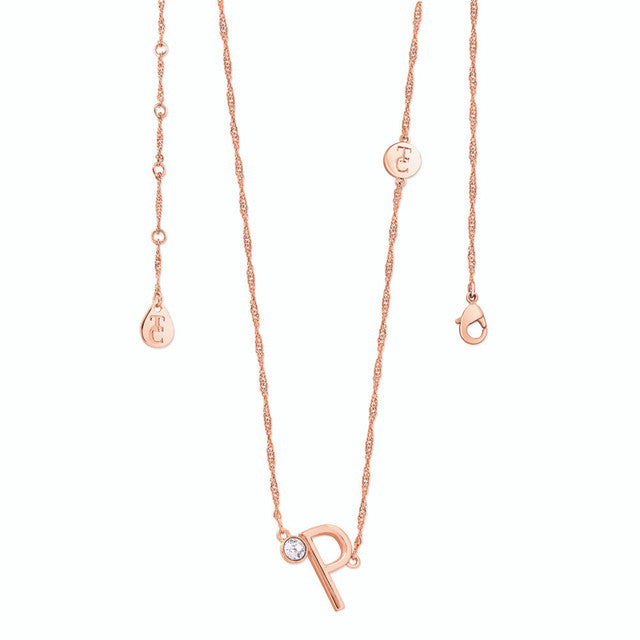 Tipperary Crystal Letter "P" Initial Necklace - Rose Gold | 141773