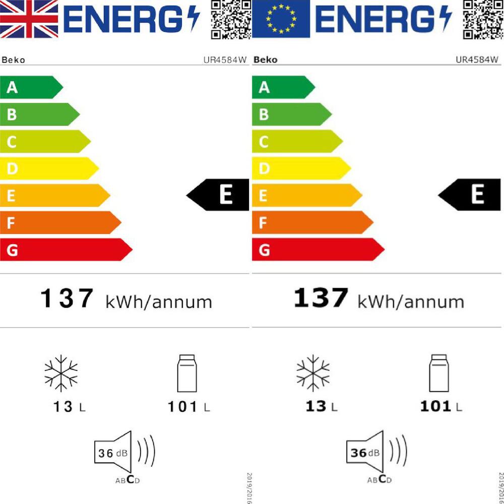 Beko 55cm Undercounter Fridge Freezer | UR4584W