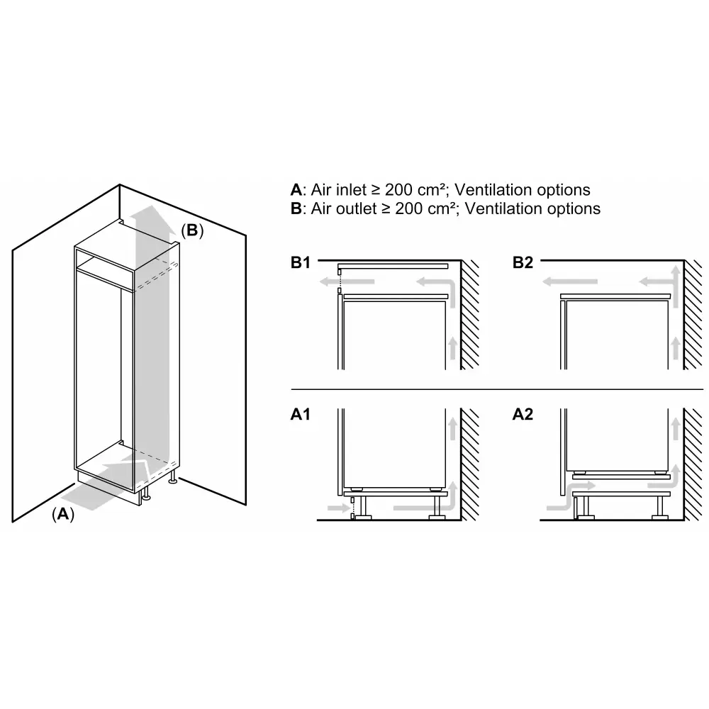 Bosch Series 2 Integrated Built In 60/40 Fridge Freezer - Sliding Hinge | KIN86NSE0G