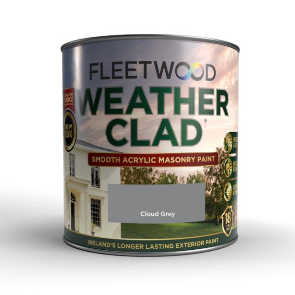 Fleetwood Weatherclad Masonry Paint 5 Litre - Cloud Grey | XWC50CG