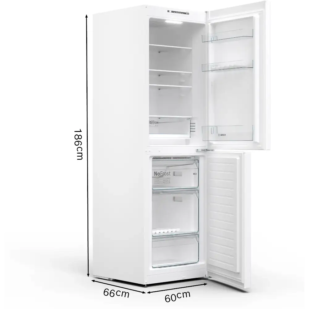 Bosch Serie 2 186cm 50/50 Frost Free Fridge Freezer - White | KGN34NWEAG