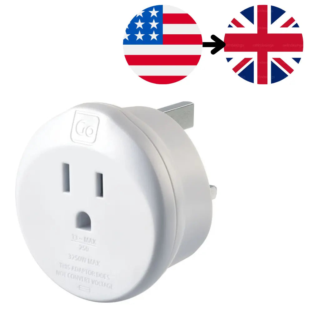 Go Travel Adaptor USA 2 Pin to UK 3 Pin | 554.101