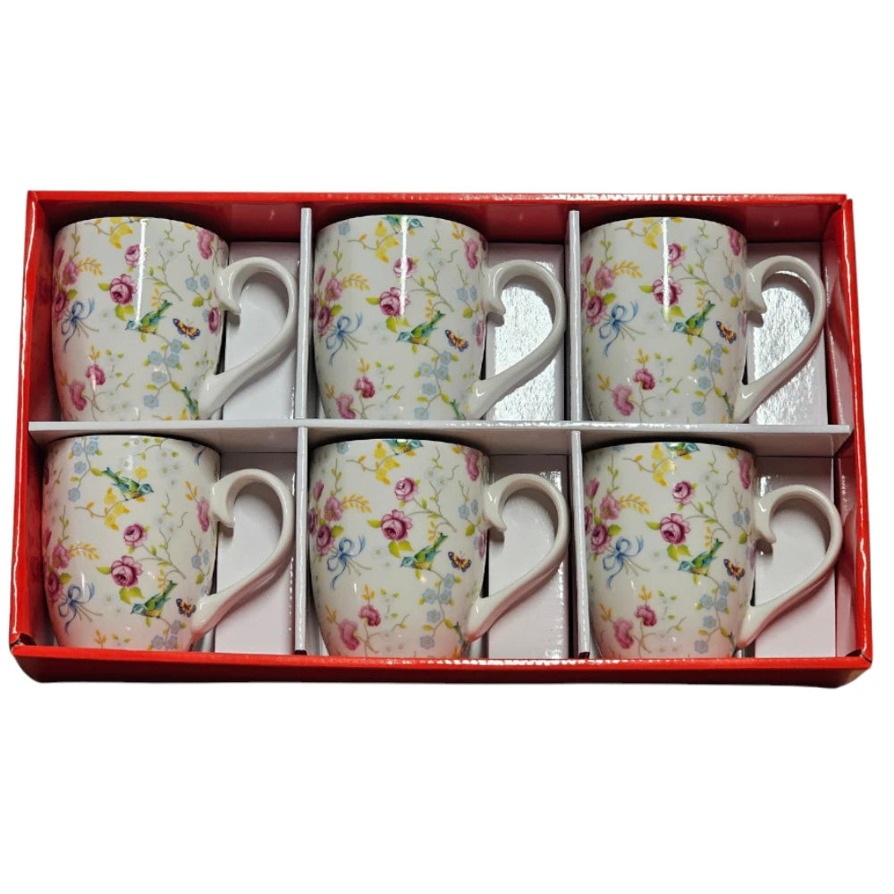 Shannonbridge Pottery Bird and Blossom 6 Piece Mug Set in Giftbox