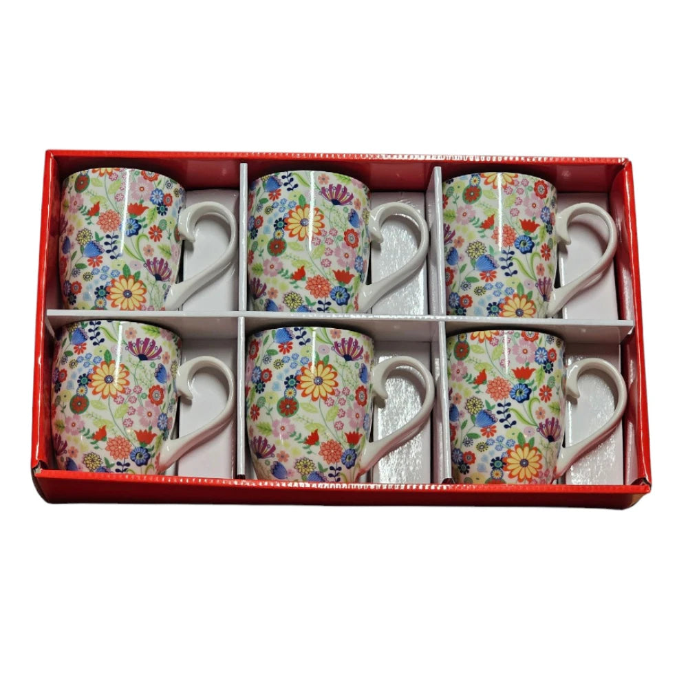 Shannonbridge Pottery Ditsy Flower 6 Piece Mug Set in Giftbox