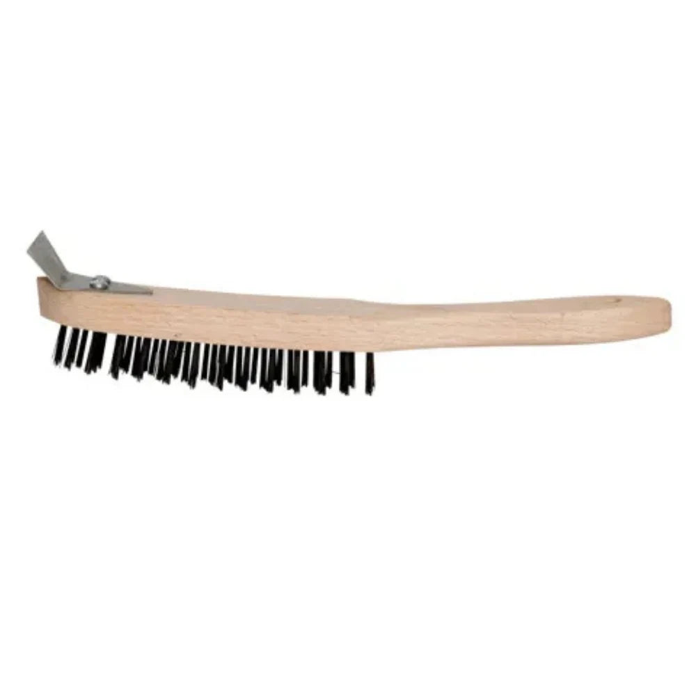 Dosco 4 Row Bent Handle Wire Brush with Scraper | 58006