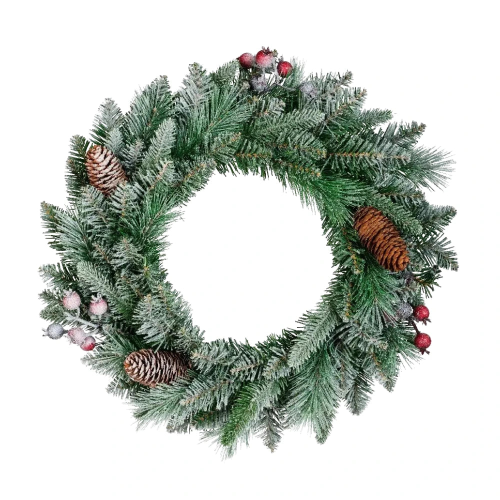 Everlands Frosted Windham Spruce Christmas Wreath - 50cm