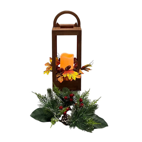 WGP Wooden Lantern 35.5cm with LED Candle - Autumn / Christmas | 3027