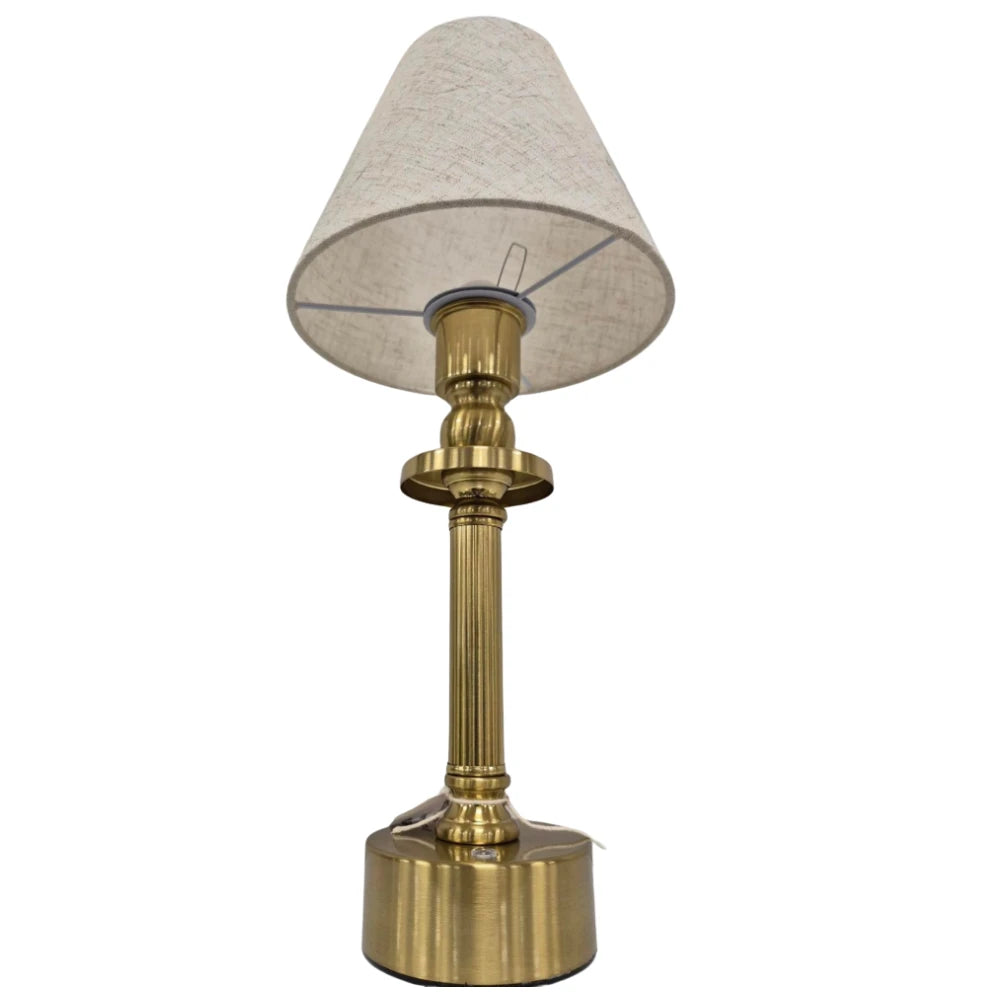Macquillan Rechargeable 44cm LED Table Lamp with Linen Shade - Antique Gold | MQL1539