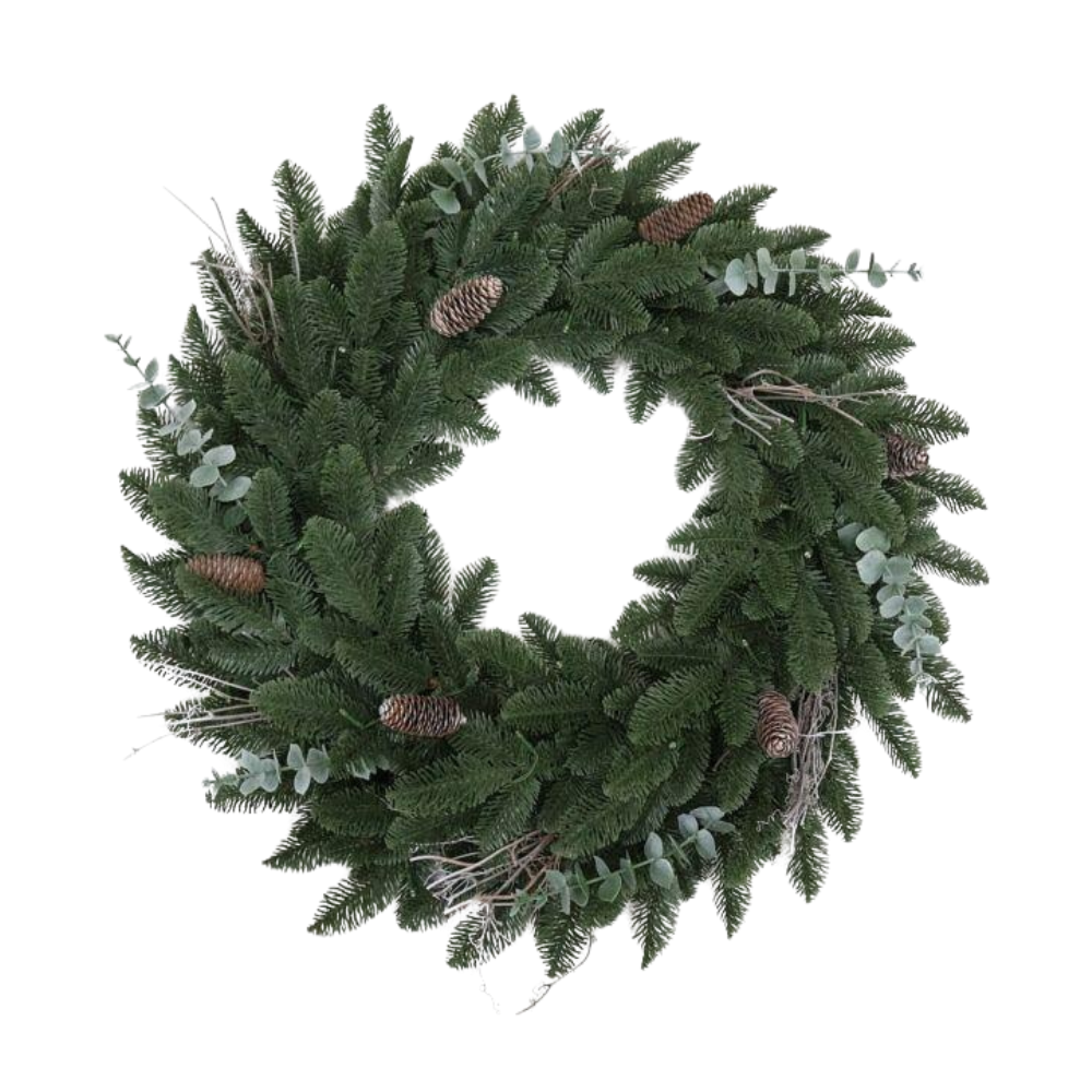 National Tree Company Eucalyptus and Pine Cones Christmas Wreath - 76cm | PEEUT-10-30W
