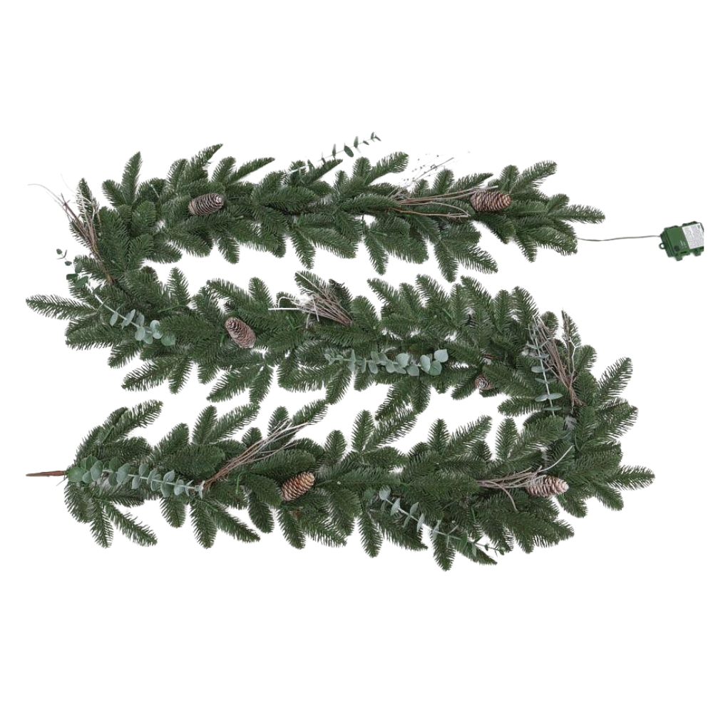 National Tree Company Eucalyptus and Pine Cones Christmas Garland - 9ft x 12in | PEEUT-50-9B