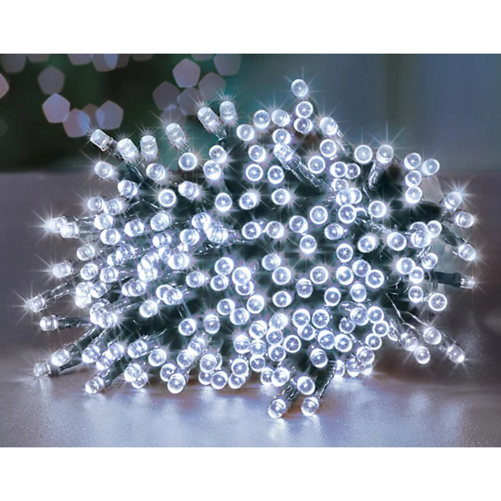 Premier 200 LED Battery Christmas Lights with Timer - White | FLB112384W