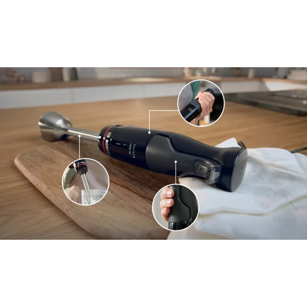 Ex-Display Bosch Series 4 Ergomaster 2 in 1 1000W Hand Blender with Chopper - Black | MSM4B621GB