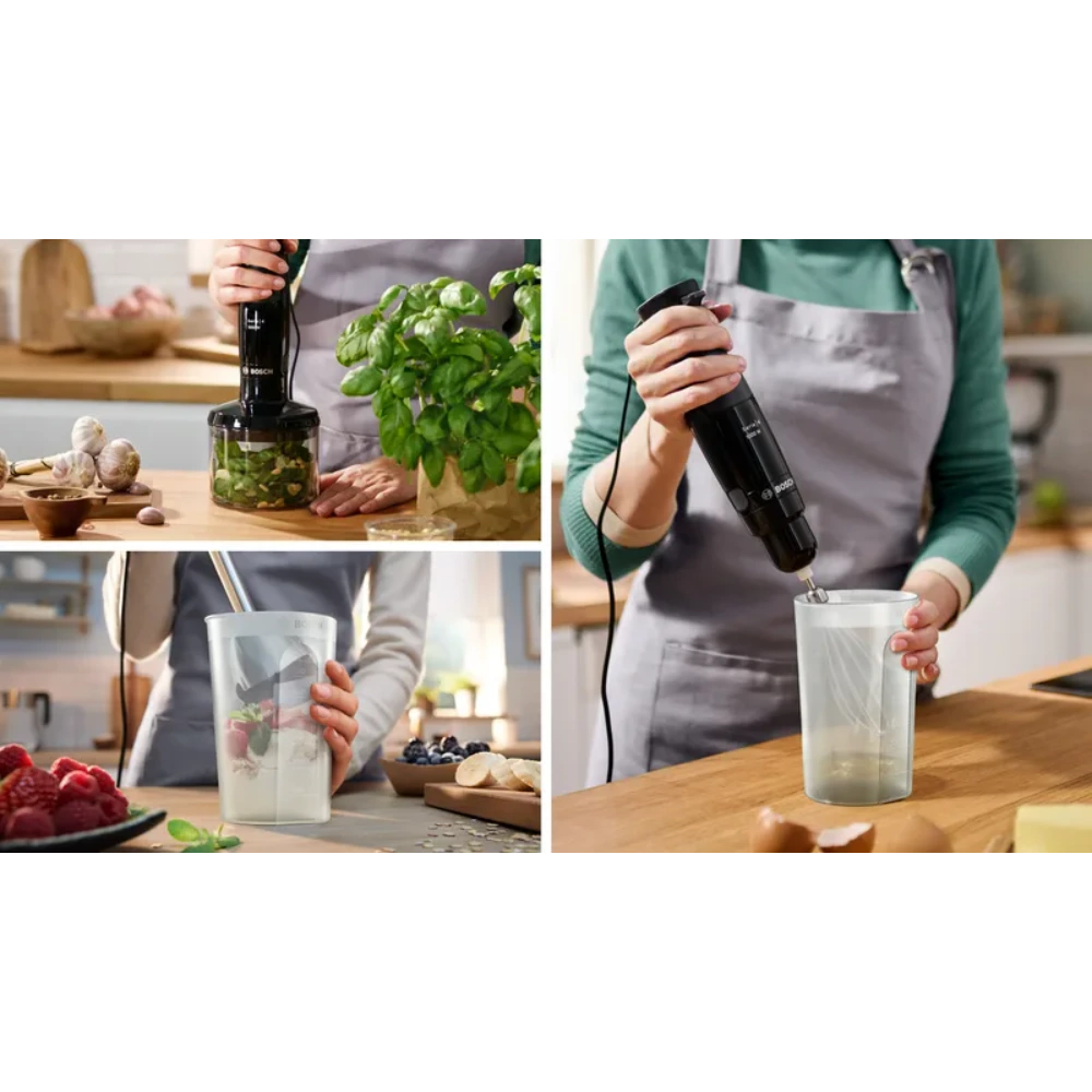 Ex-Display Bosch Series 4 Ergomaster 2 in 1 1000W Hand Blender with Chopper - Black | MSM4B621GB