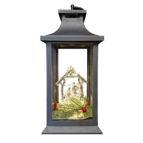 WGP Plastic Lantern Lights with Nativity Scene - Black 
