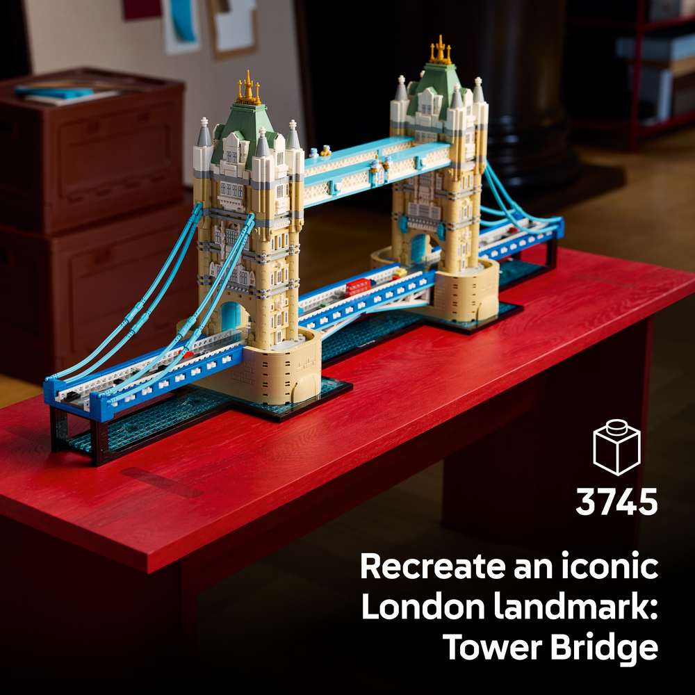 LEGO Architecture Tower Bridge 21067 - captioned product view. 3745 pieces. Ages 18+.