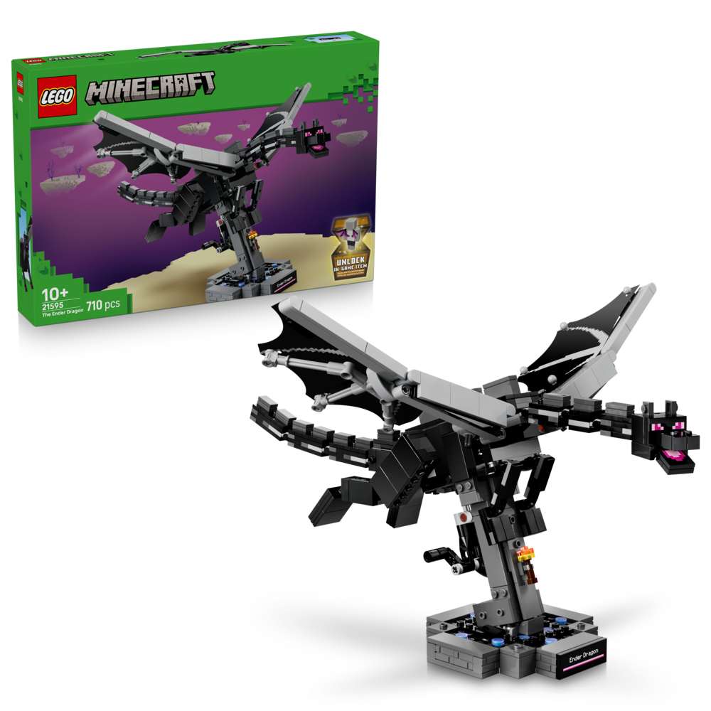LEGO Minecraft The Ender Dragon 21595 - shown with its product box. 710 pieces. Ages 10+.