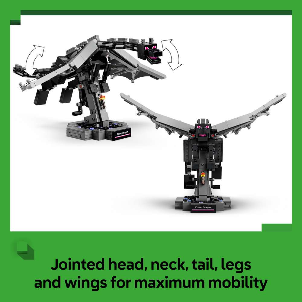 LEGO Minecraft The Ender Dragon 21595 - captioned product view. 710 pieces. Ages 10+.