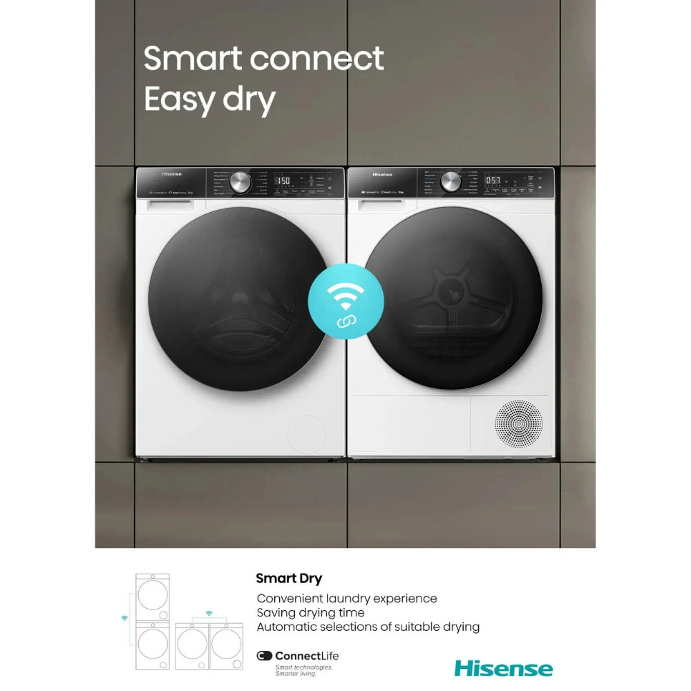 Hisense 5S Series 10.5kg 1400 Spin Auto Dosing Washing Machine Wi Fi - White | WF5S1045BW