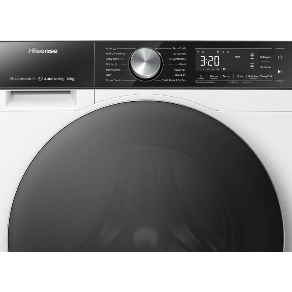 Hisense 5S Series 12 kg 1400 Spin Auto Dosing Washing Machine - White | WF5S1245BW